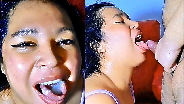 Latina wife and stranger, blowjob fat boss, husband eating strangers cum, boss and friend wife fucking, mature sucking strangers